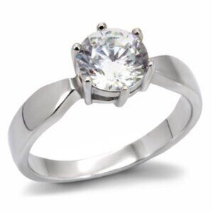 Silver Plated Cubic Zirconia  solitaire Promise Ring Sizes 8 9 10 1 CTW *